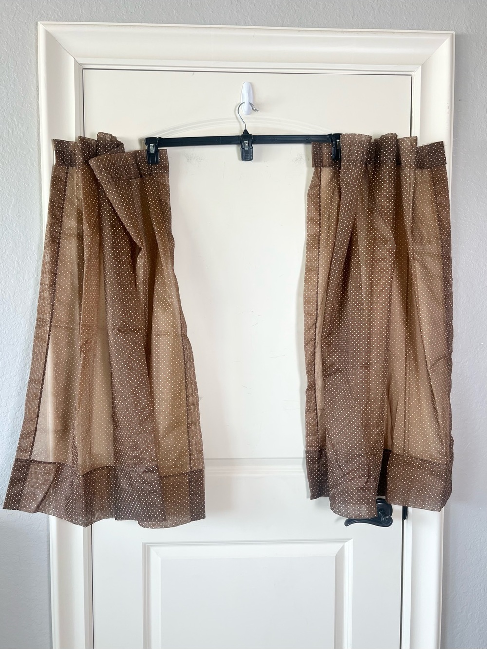 Vintage JCPenney Fashion Manor Penn Prest Brown Polka Dot Cafe Curtains Set of 2